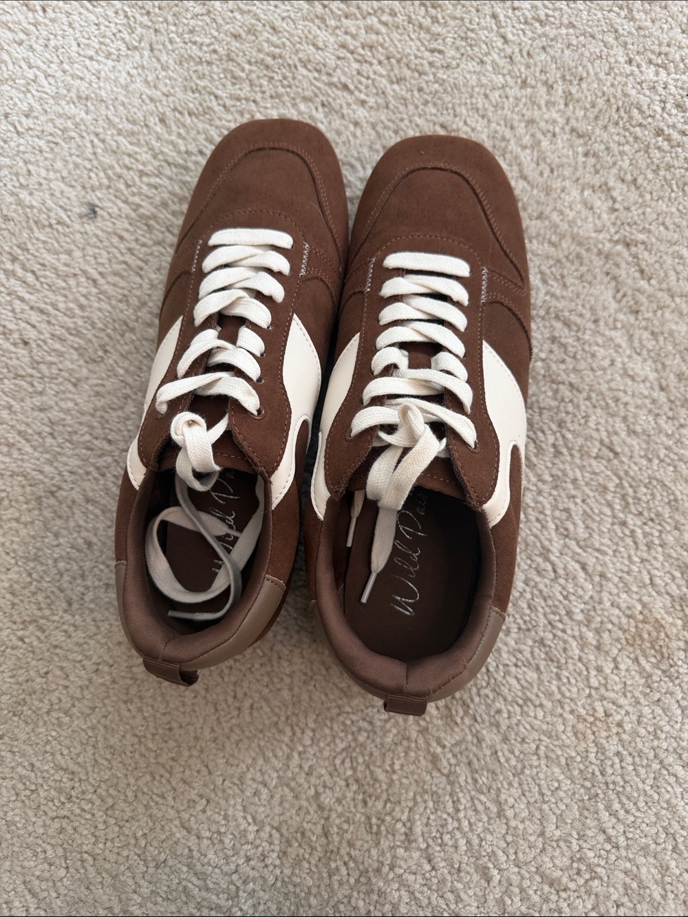 Women’s  Brown Suede Trainer with White Accent Laces